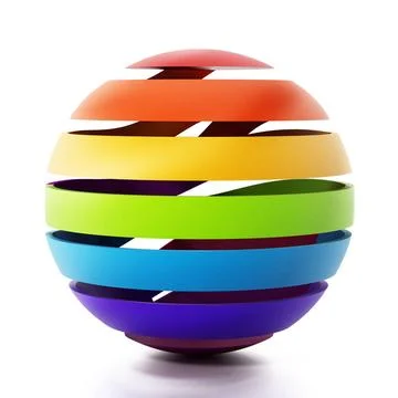 Multi colored sphere isolated on white background. 3D illustration Multi c... Stock Photos