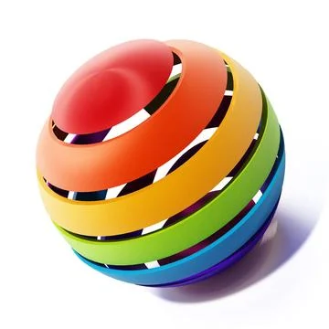 Multi colored sphere isolated on white background. 3D illustration Multi c... Stock Photos