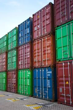  Multi-colored stack of cargo containers Beijing China Copyright: xLanexOa... Foto stock