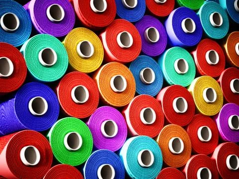 Multi colored stacked threads background. 3D illustration Stock Illustration