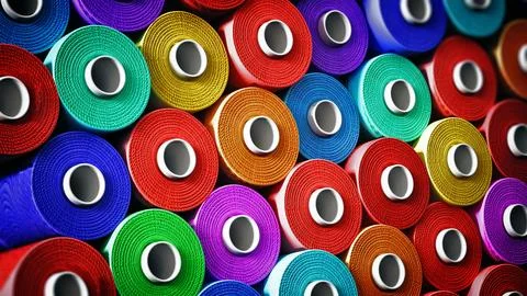 Multi colored stacked threads background. 3D illustration Stock Illustration