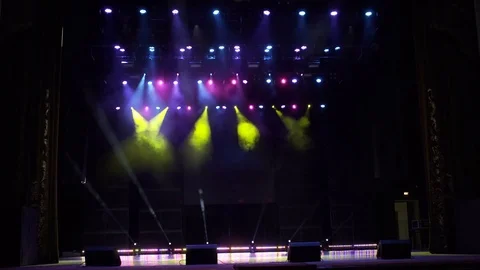 Multi-colored stage lights, light show at concert. Stock Footage 74985118