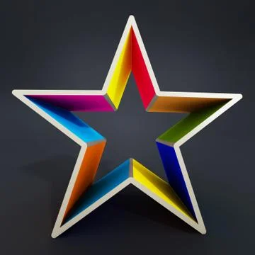 Multi colored star shape isolated on black background Stock Illustration
