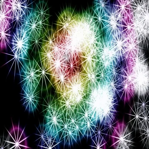 Multi-colored stars as fuzzes rotate Stock Footage 69504635