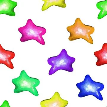 Multi-colored stars. Seamless pattern. Watercolor Stock Illustration