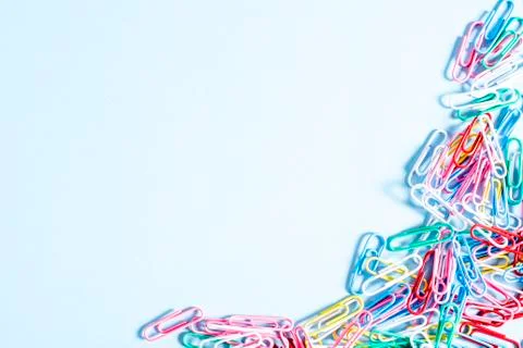 Multi-colored stationery in the bottom right corner Stock Photos