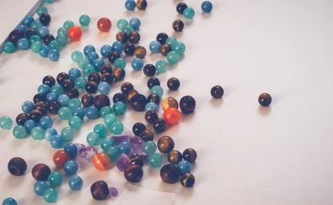 Multi-colored stone beads 写真素材