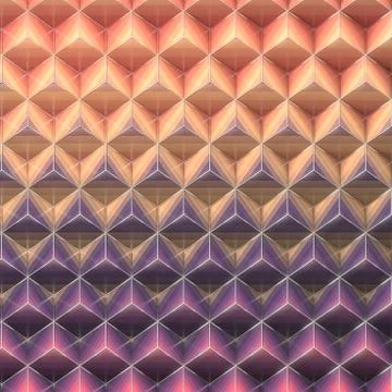 Multi colored striped cubes geometric pattern in a silver wireframe 3d render Illustrazione stock