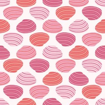 Multi Colored Striped Seashells Seamless Pattern Background Stock Illustration
