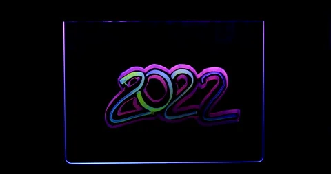 Multi-colored stroboscope. the inscription 2022 with a double outline changes Stock Footage 163678149