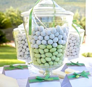 Multi colored sugared almonds Stock Photos