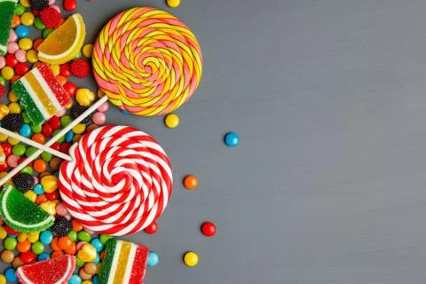 Multi-colored sweets and chewing gum background Stock Photos