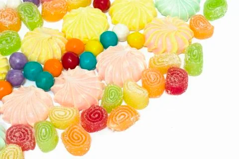Multi-colored sweets on a white background. Stock-Fotos
