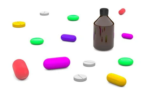 Multi-colored tablets 3d rendering Stock Illustration