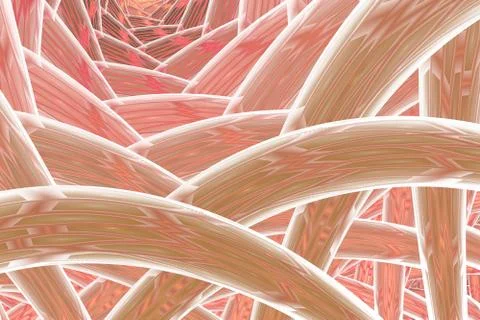 Multi-colored tangled colorful thread rope. Abstract fractal background Ilustración de archivo