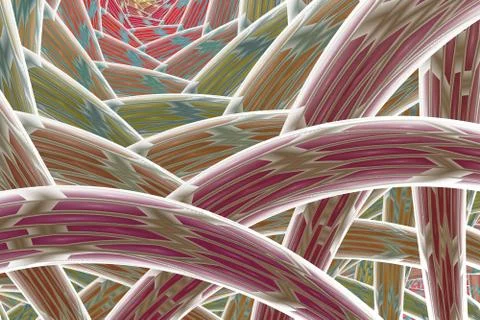 Multi-colored tangled colorful thread rope. Abstract fractal background Stock Illustration