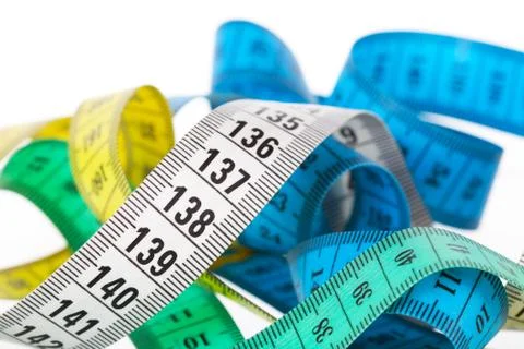 Multi-colored tape-line, it is isolated on a white background Fotos Stock