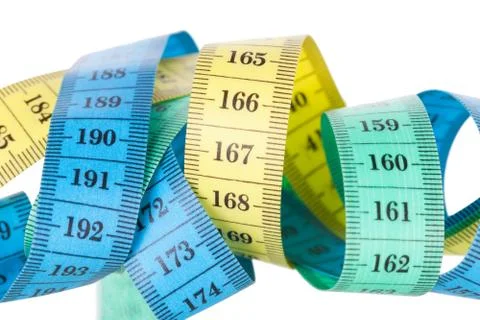 Multi-colored tape-line, it is isolated on a white background Fotos Stock