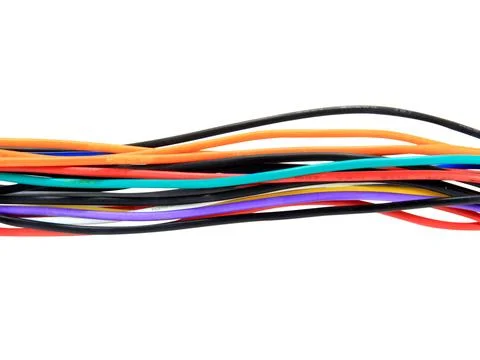 Multi-colored thin wires isolated on white background with clipping path. Stock Photos