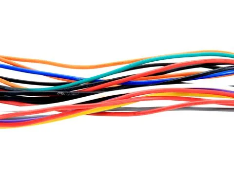 Multi-colored thin wires isolated on white background with clipping path. Stock Photos