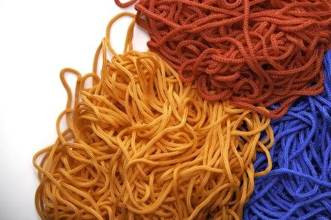 Multi-colored threads on a white background close-up Stock-Fotos