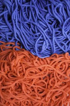 Multi-colored threads on a white background close-up Stock-Fotos