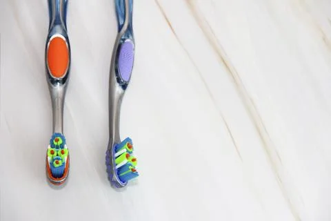 Multi-colored toothbrushes for cleaning teeth Stock Photos