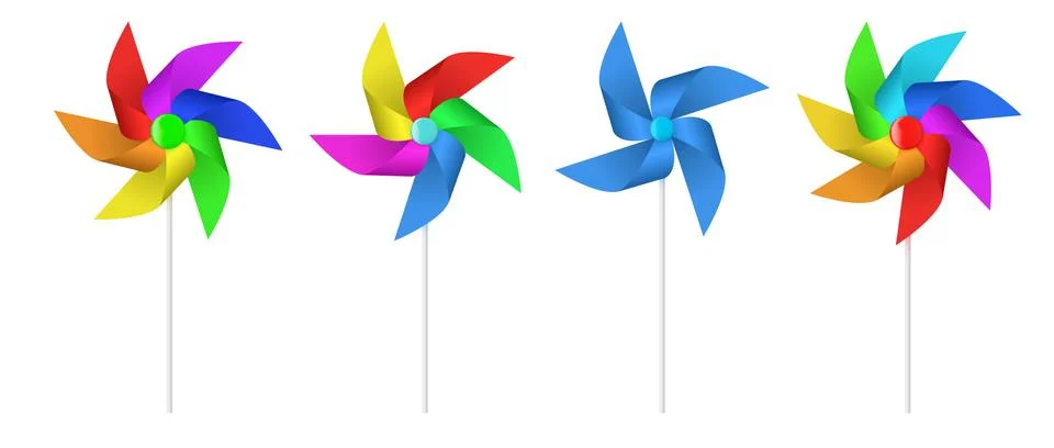 Multi colored toy paper windmill propeller. Illustrazione stock