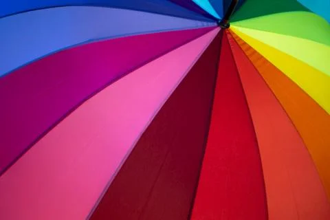 A multi-colored umbrella close-up on the stage during a concert. Foto stock