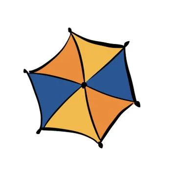 Multi-colored umbrella on an isolated white background. The view from the top Stock Illustration