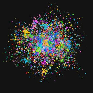 Multi-colored vector background of colorful drops and splashes of paint.Holi  Stock Illustration
