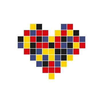 Multi-colored vector heart from mosaic pixel parts Stock Illustration