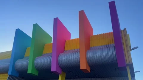 Multi-colored vibrant abstract architectural structure Stock Footage 289966201