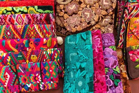 Multi-colored wallets from Guatemala Stock Photos
