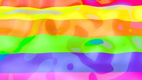 Multi-colored wave surface. animated abstract background. 3d render Video stock 144069300