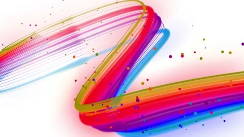 Multi-colored waving lines or ribbon of beautiful stripes fly in the air Stock Footage 133215542