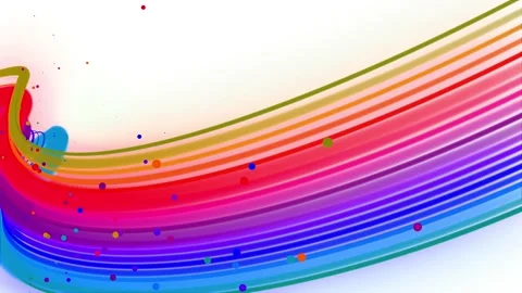 Multi-colored waving lines or ribbon of beautiful stripes fly in the air Stock Footage 133215731