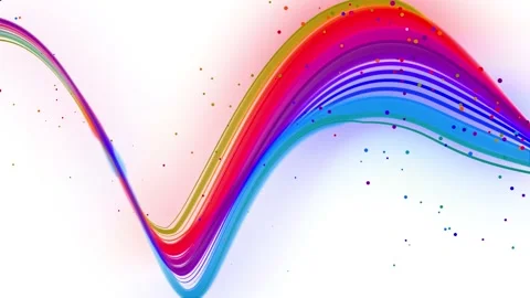 Multi-colored waving lines or ribbon of beautiful stripes fly in the air Stock Footage 133215744