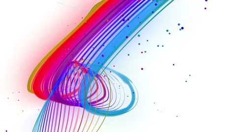 Multi-colored waving lines or ribbon of beautiful stripes fly in the air Stock Footage 136415331