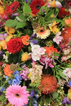 Multi colored wedding flowers Stock Photos