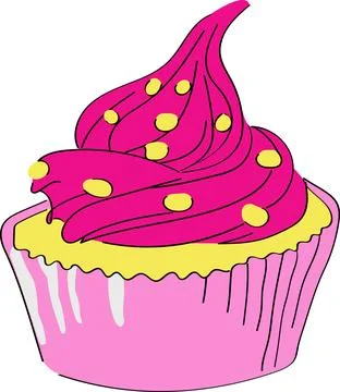 Multi colored yummy cupcake on a white background. Stock Illustration