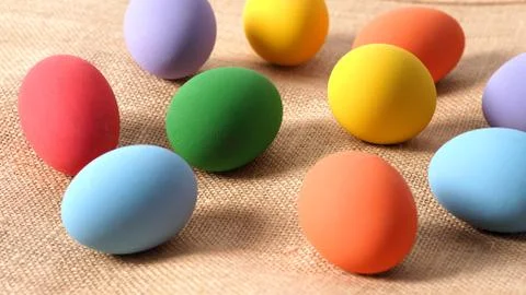 Multi-colorful of easter eggs on background in studio with close-up shot Stock Photos