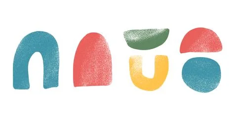 Multi colors crayon textured geometric shape set. Kids abstract elements. Circle イラスト素材