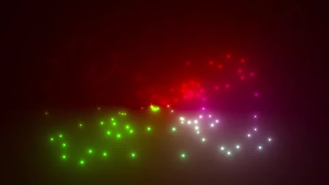 Multi Colors Fireflies Orbs Lights In Circular Formation On Dark Background I Stock Footage 245477264