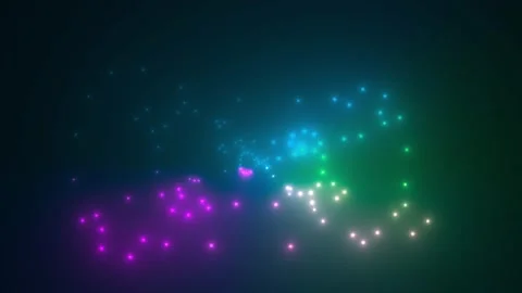 Multi Colors Fireflies Orbs Lights In Circular Formation On Dark Background II Stock Footage 245477276