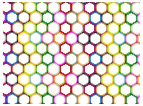 Multi Colors of Hexagon on White Background Stock Illustration