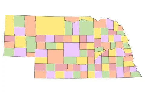 Multi colors Nebraska map and counties Stock Illustration