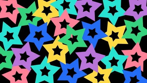 Multi-colors Stars, numeric numbers, flower shape transition Stock Footage 125976961
