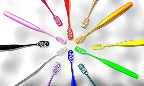 Multi-colortoothbrush circle on marble Stock Illustration