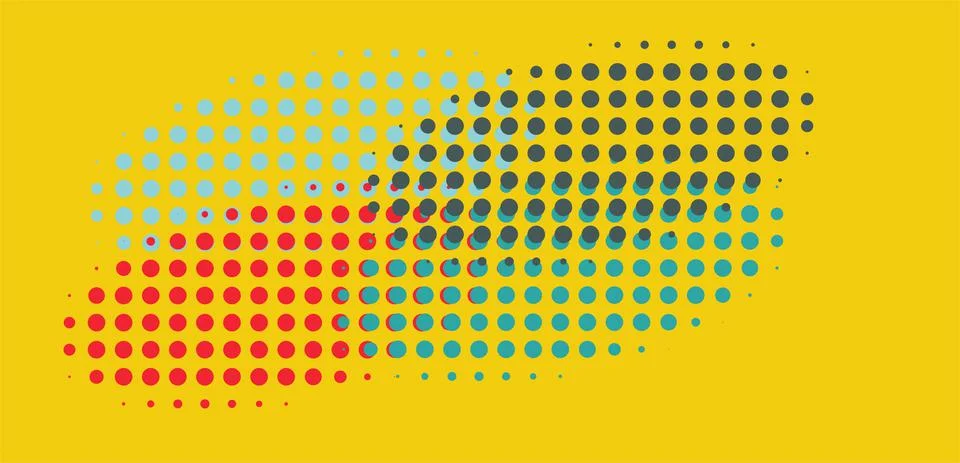 Multi Colour Halftone vector on a yellow background Illustration